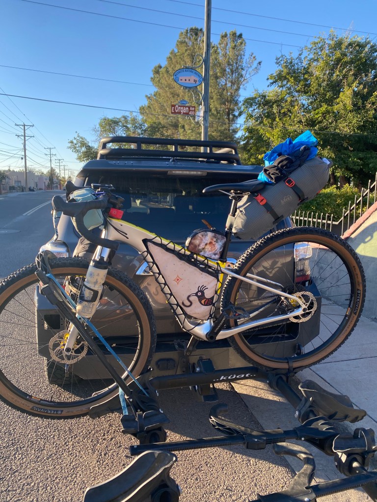 All loaded up! Also - my bike bag was also a Collette Marie design. It feels full circle riding in this area.